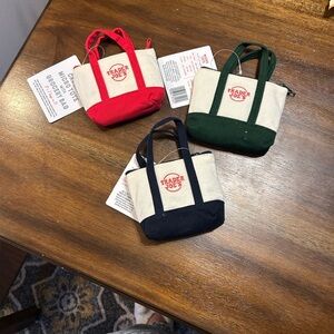 Trader Joe's Mini Tote Bag Set - Red, Green, and Navy Blue